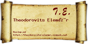 Theodorovits Elemér névjegykártya