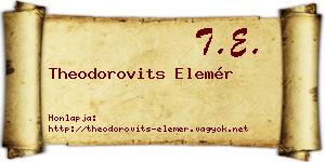 Theodorovits Elemér névjegykártya